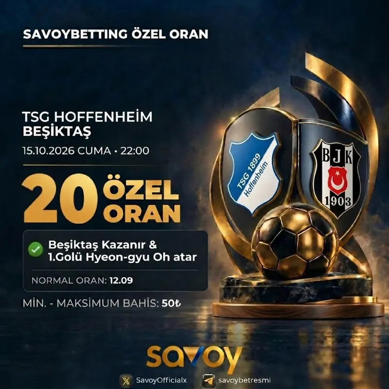 Savoybetting Telegram: 💣SAVOY'da ÖZEL ORAN AKTİF 💣 ✅ Beşiktaş Kazanır & 1.Golü Hyeon-gyu Oh gol atar ❎…