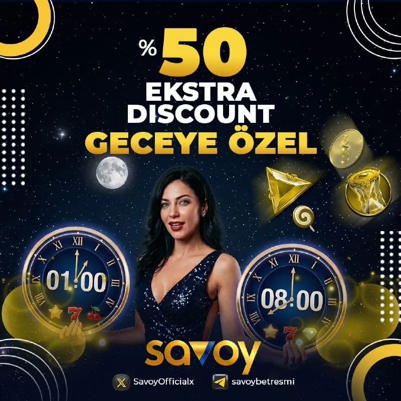 Savoybetting Telegram: 💣 SAVOY'dan %50 EK GECE DISCOUNT BONUSU 💣 ✅ Her gün 01:00 - 08:00 saatleri…