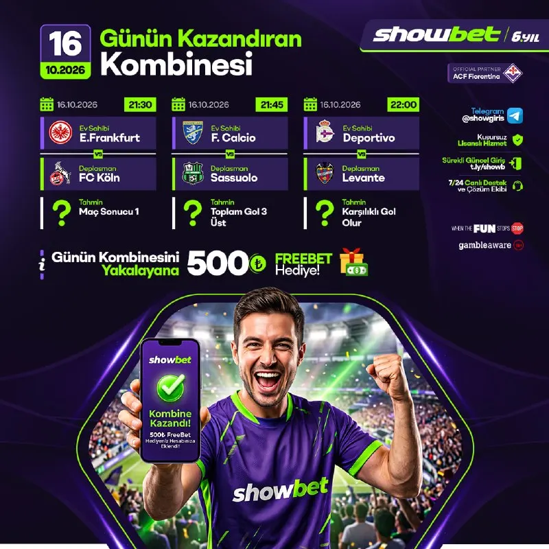 Showbet Telegram: 🆕 ⭐️⭐️⭐️⭐️⭐️⭐️⭐️⭐️ 'ten 🎆Çılgın ORANLAR İle Günün Kombinesi 🏆Bugün Çılgın…
