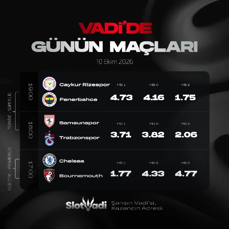 Slot Vadi Telegram: SLOT VADİ GÜNÜN MAÇLARI 🏆 ⚡️⚡️⚡️⚡️⚡️ ⚫️ Caykur Rizespor 🤩 Fenerbahce ⚫️…