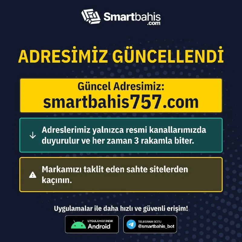 Smartbahis Telegram: ✅Adresimiz Güncellendi 👉Smartbahis’e giriş için tıkla: smartbahis757.com ⚠️…