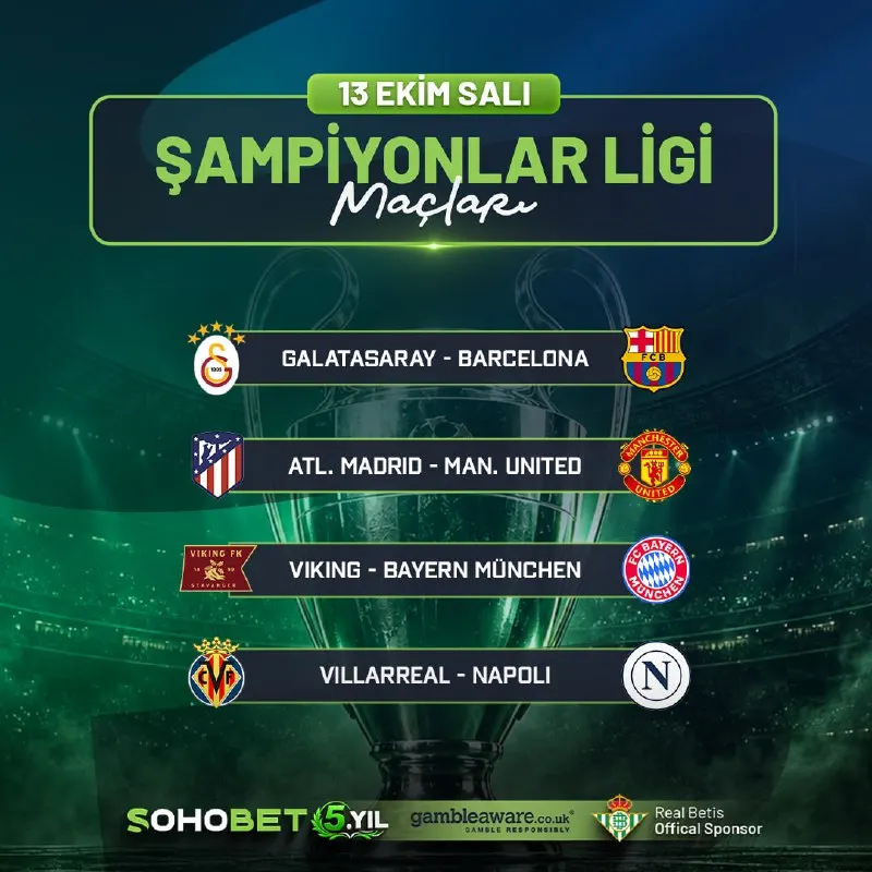Sohobet Telegram: 🔥 ŞAMPİYONLAR LİGİ GECESİ SOHOBET’TE! Devler sahneye çıkıyor, Avrupa gecesinde…