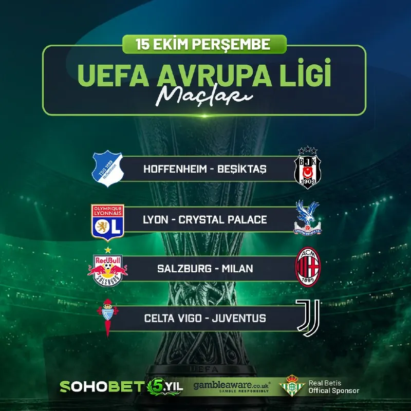 Sohobet Telegram: 🔥 UEFA AVRUPA LİGİ GECESİ SOHOBET’TE! Avrupa sahnesinde birbirinden güçlü…