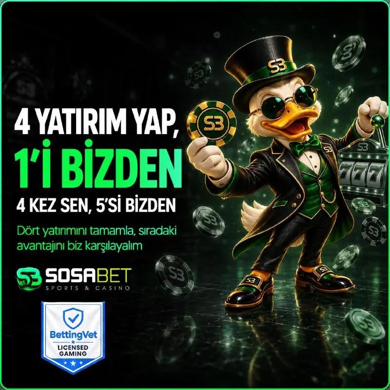 Sosabet Telegram: 💚 4 yatırım senden, 5’incisi SosaBet’ten! 💰 Dört yatırımını tamamla, sıradaki…