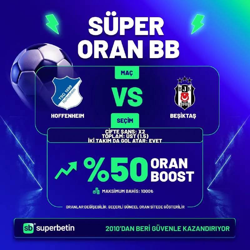 Süperbetin Telegram: SÜPER ORAN %50 BOOST BETBUILDER UEFA AVRUPA LİGİ ÖZEL Superbetin’de yükselen…