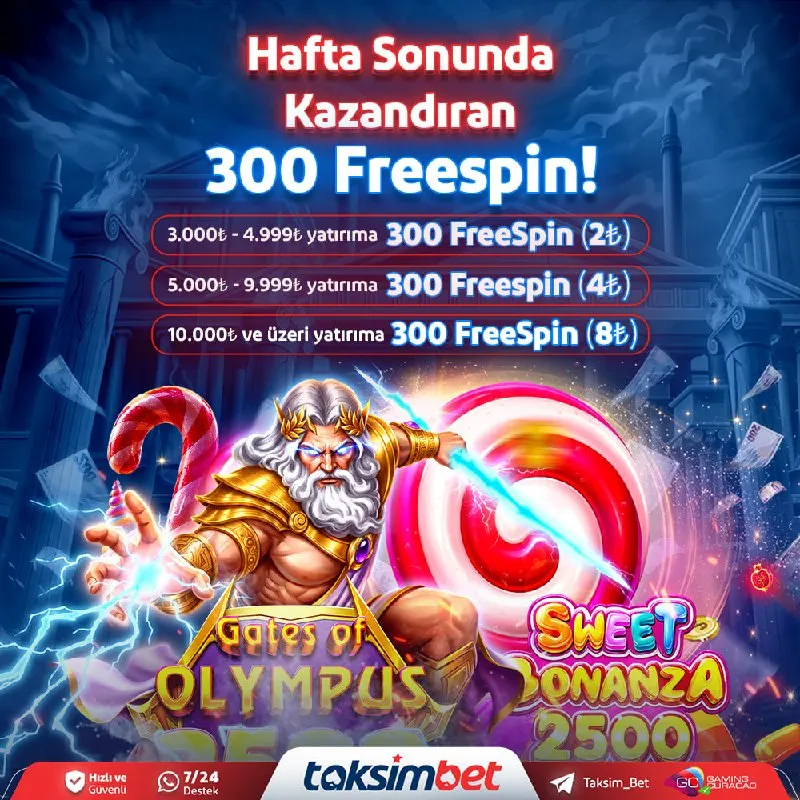 Taksimbet Telegram: 🔔#TaksimBet'ten Hafta Sonunda Kazandıran Freespinler 🔔 ⭐️ 3.000₺ - 4.999₺…