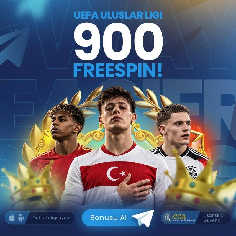 Telebet Telegram: 🎰UEFA ULUSLAR LİGİ 900 FREESPIN! 🎰 ✔️2.000 – 4.999 TL kupon → 200 Freespin…