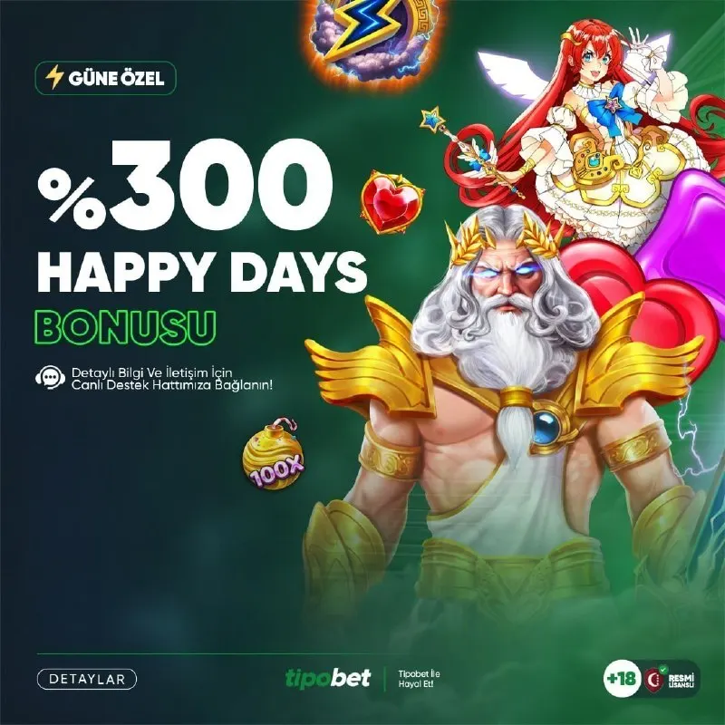 Tipobet Telegram: 💚 %300 HAPPY DAYS BONUSU! 🗓14 - 15 - 16 EKİM'DE AKTİF 🤩 En Sevilen Super…