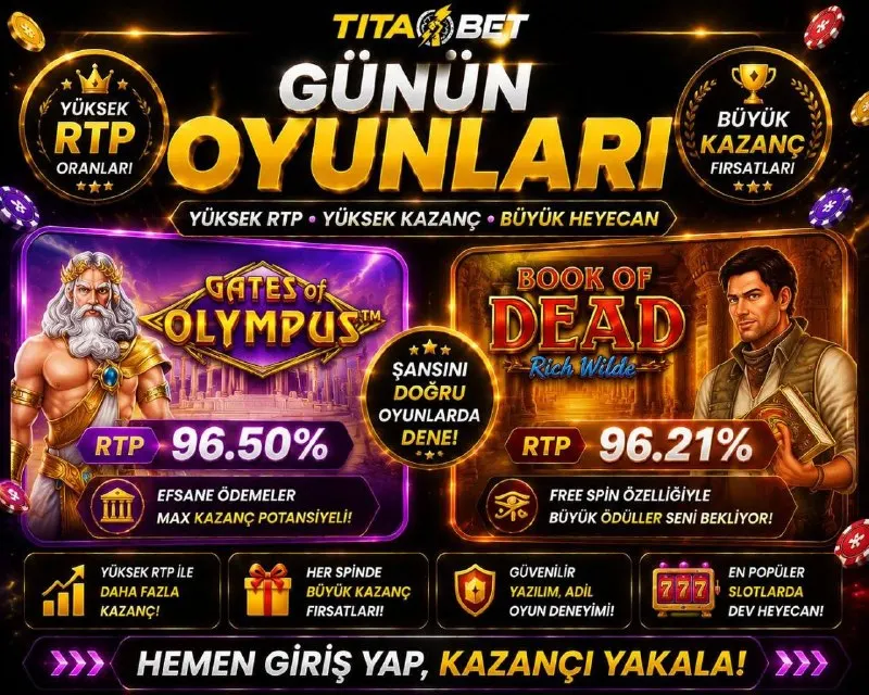 Titabet Telegram: 🎰GÜNÜN YÜKSEK RTP’Lİ OYUNLARI! 🎰 Bugün kazanç potansiyeli yüksek favori oyunlar…