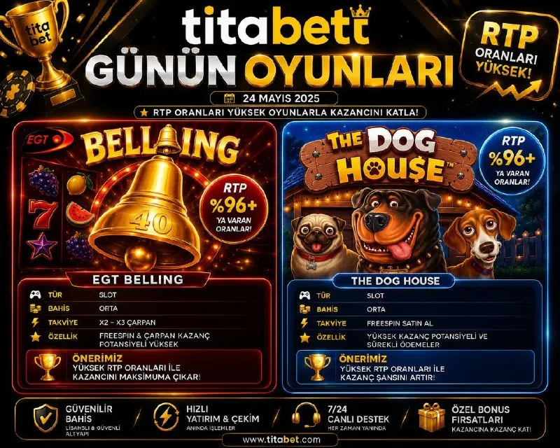 Titabet Telegram: 🎰GÜNÜN YÜKSEK RTP’Lİ OYUNLARI! 🎰 Bugün kazanç potansiyeli yüksek favori oyunlar…