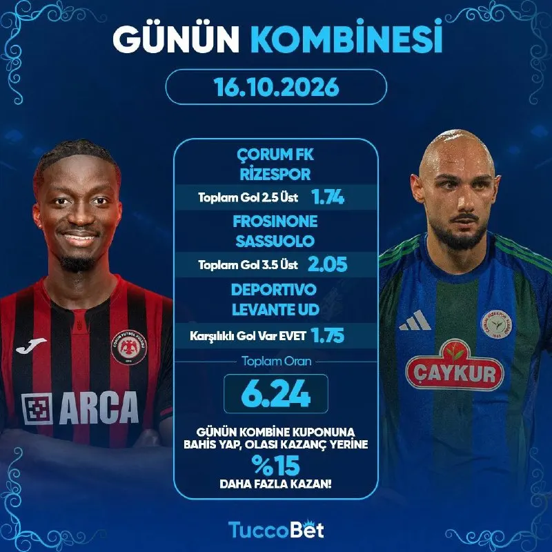 Tuccobet Telegram: ⚽️ #TUCCOBET'TE GÜNÜN KOMBİNESİ YAYINDA✍️ ⚡️ Günün Kombine Kuponlarına Özel…