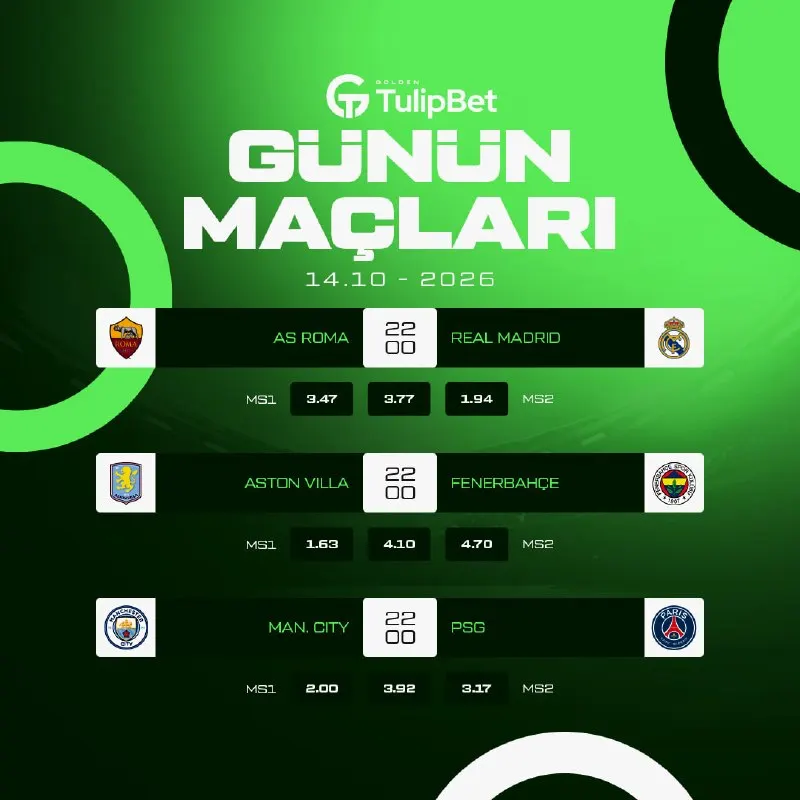 Tulipbet Telegram: 🔥 TULIPBET İLE AVRUPA SAHALARINDA ŞAMPİYONLAR GECESİ! 🔥 🔘🇪🇺 AS ROMA ⚔️ REAL…