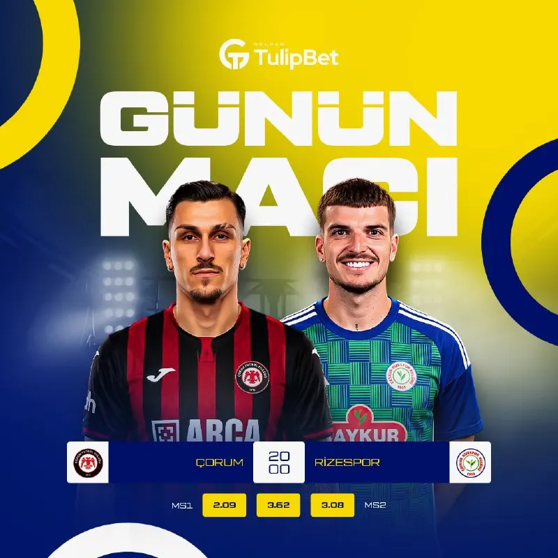 Tulipbet Telegram: ⚠️ TULIPBET'TE GÜNÜN DEV KARŞILAŞMASI: ⚠️ 🇹🇷 ÇORUM FK ⚔️ RİZESPOR 🇹🇷 ⚽️ Sahada…