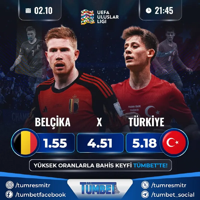 Tümbet Telegram: 🇧🇪 Belçika - Türkiye 🇹🇷 İtalya karşısında beklenmedik bir sonuç alan Milliler…