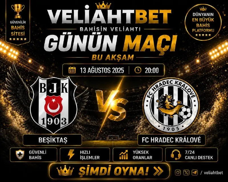 VeliahtBet Telegram: ⚽️ Günün Maçı Bu Akşam! 🦅 Beşiktaş 🆚 FC Hradec Králové ⏰ 20:00 🔥 Beşiktaş…