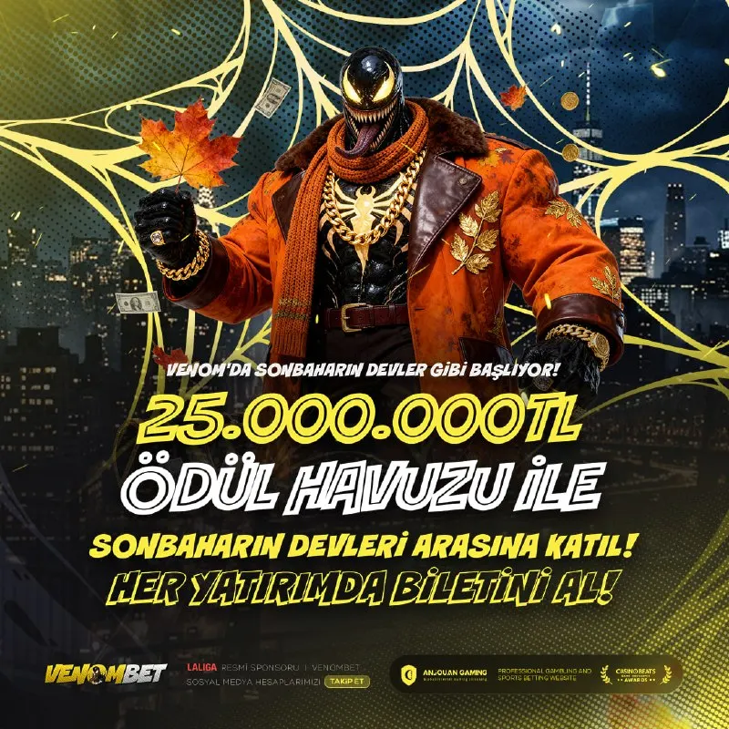 Venombet Telegram: 2️⃣5️⃣.🔠🔠🔠.🔠🔠🔠 🔠🔠’🔹🔹🔹 🟡🟡🟡 🟡🟡🟡🟡🟡🟡🟡 🍃 VenomBet’te sonbahar heyecanı yeni bir ödül…