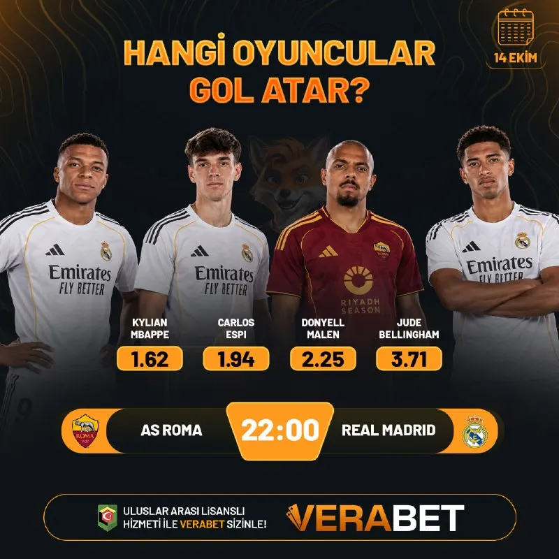 Verabet Telegram: 🇪🇺 Roma - Real Madrid karşılaşmasında hangi futbolcular gol atar? Günün maçında…