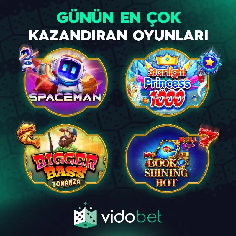 Vidobet Telegram: GÜNÜN EN ÇOK KAZANDIRAN SLOTLARI VİDOBET'TE! 🎰 👨‍🚀 Spaceman 👸 Starlight…