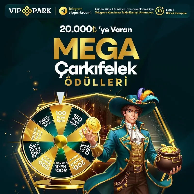 Vippark Telegram: 🔥 Mega Çark’ı Çevir, Dev Ödülleri Yakala! 💰 Tek seferde 10.000₺ ve üzeri…