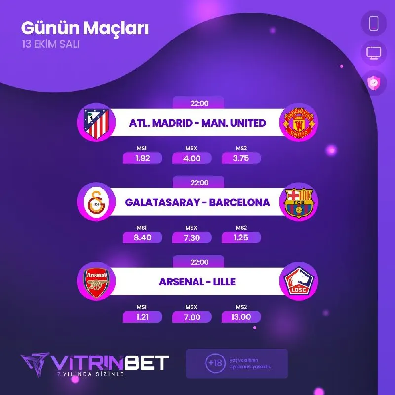 Vitrinbet Telegram: 🔥 GÜNÜN MAÇLARI 🔥 🗓 13 Ekim Salı ⚽️ Atletico Madrid 🇪🇸 – Manchester United 🏴 🕙…