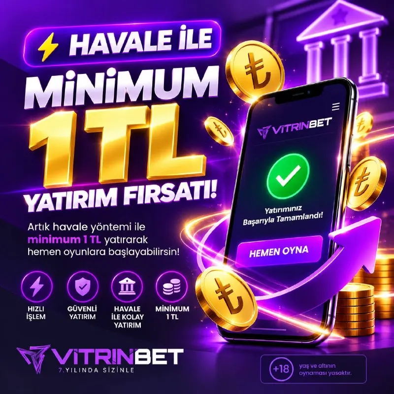 Vitrinbet Telegram: 💸 HAVALE İLE MİNİMUM 1 TL YATIRIM! ⚡️ Vitrinbet’te havale ile yatırım artık 1…