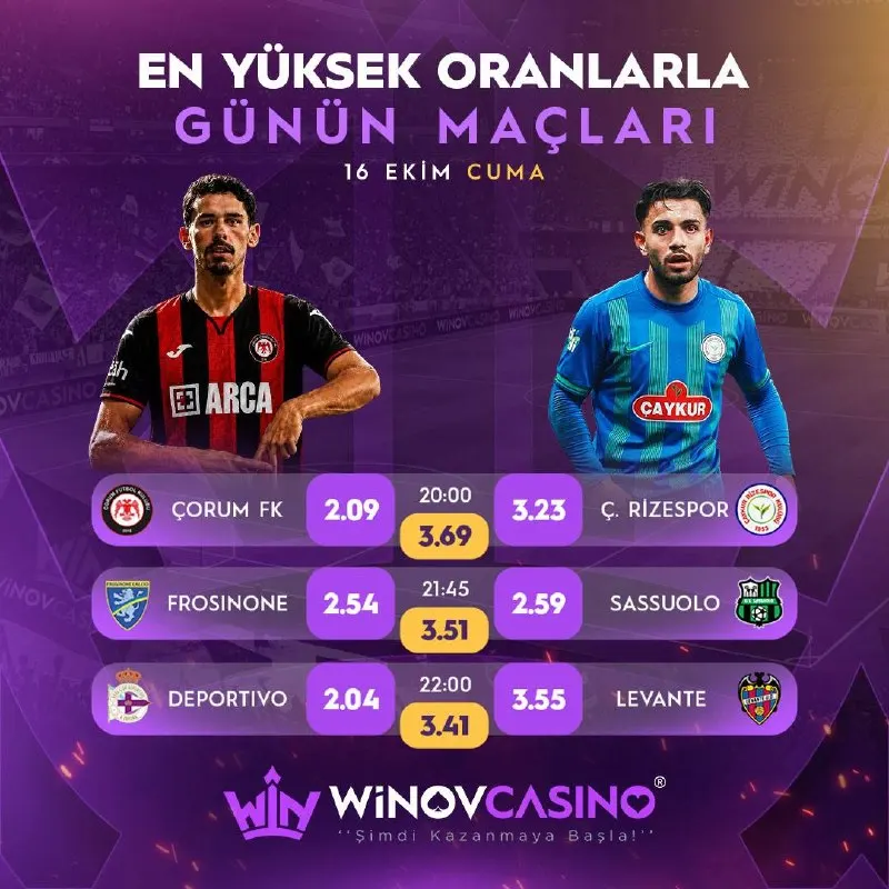 Winov Casino Telegram: 🔥 Günün en yüksek oranları Winov Casino’da! 🔥 Futbol heyecanı, avantajlı…