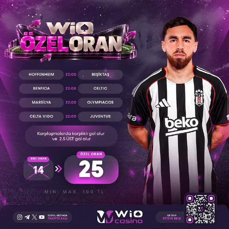 WioCasino Telegram: 25 ÖZEL ORAN ⚽️ TSG 1899 Hoffenheim - Beşiktaş ⚽️ SL Benfica - Celtic FC ⚽️…