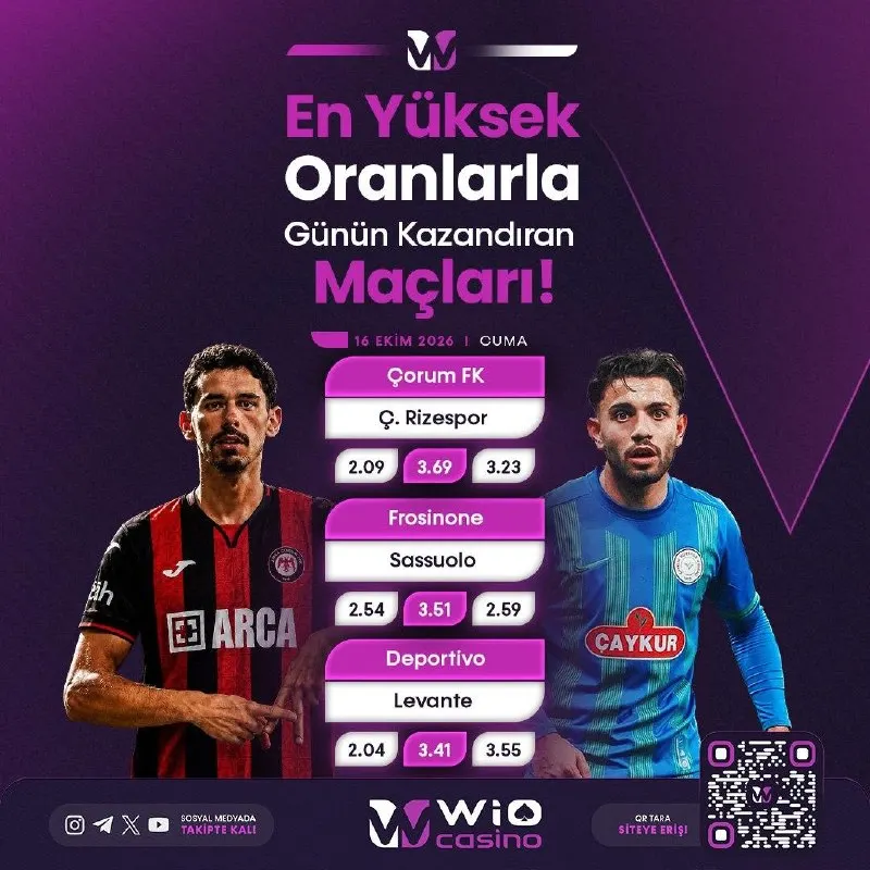 WioCasino Telegram: ⭐️En Yüksek Oranlarla Günün Kazandıran Maçları ⭐️%300 HOŞGELDİN SPOR BONUSU ⭐️…