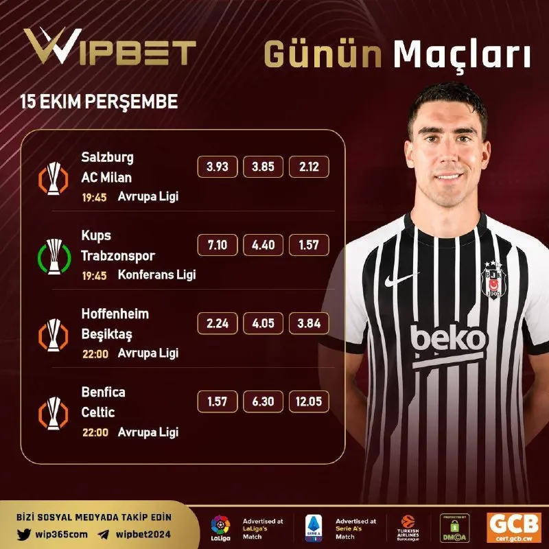 Wipbet Telegram: 🏆 WİPBET Günün Maçları! ⚽️ 📈 En Yüksek Oranlar İle WİPBET'de Günün Kazandıran…