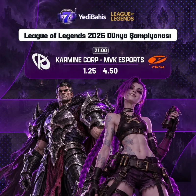 Yedibahis Telegram: 🎰🎰🎰🎰🎰'TE GÜNÜN EN YÜKSEK ORANLI KARŞILAŞMASI! ⚔️League Of Legends 2026 Dünya…